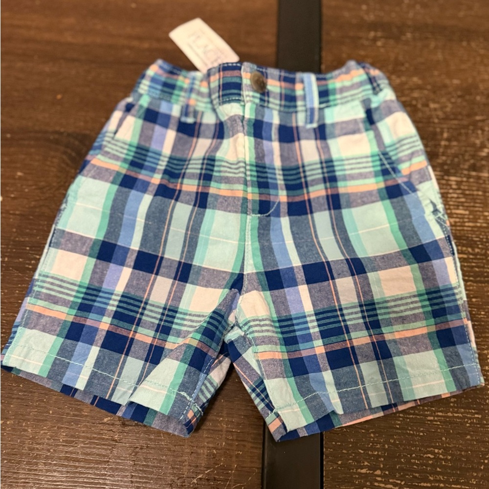 The Children's Place Blue and Green Plaid Shorts